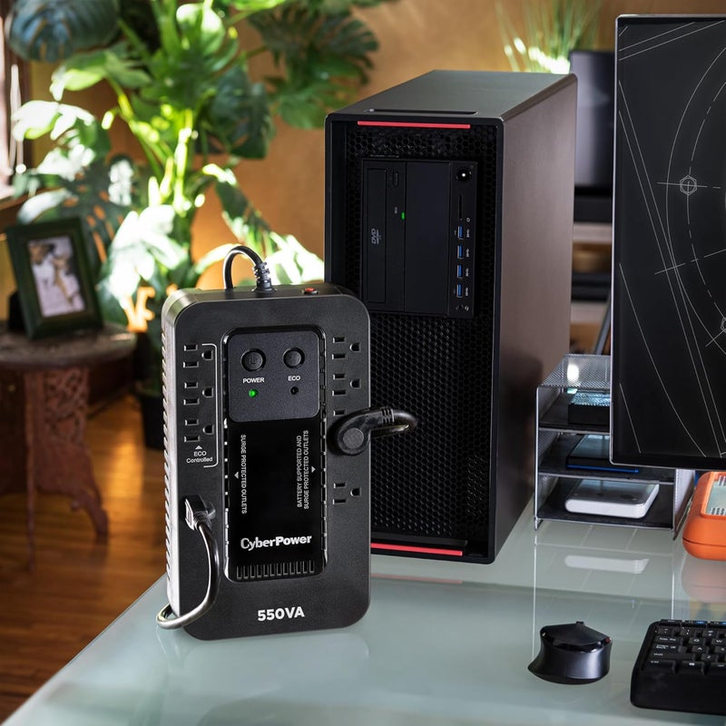 CyberPower EC550G بطارية احتياطية بيئية UPS وحماية من زيادة التيار، 550VA/330W، 8 مآخذ، وضع ECO، مدمجة، معتمدة من UL - Image 5